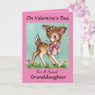 Valentine's Day Sweet Granddaughter Vintage Deer Card