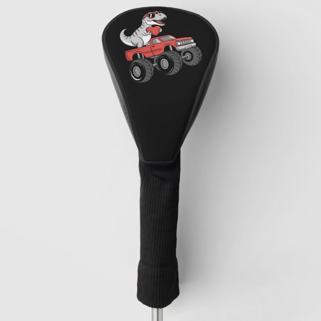 Valentine's Day T Rex Dinosaur Riding Monster Truc Golf Head Cover (Front)