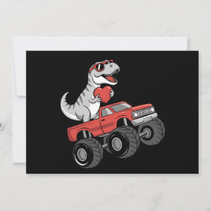 Valentine's Day T Rex Dinosaur Riding Monster Truc Invitation