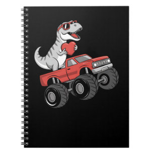 Valentine's Day T Rex Dinosaur Riding Monster Truc Notebook