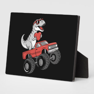 Valentine's Day T Rex Dinosaur Riding Monster Truc Plaque