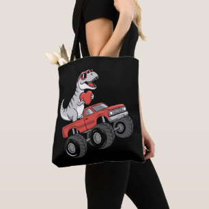 Valentine's Day T Rex Dinosaur Riding Monster Truc Tote Bag