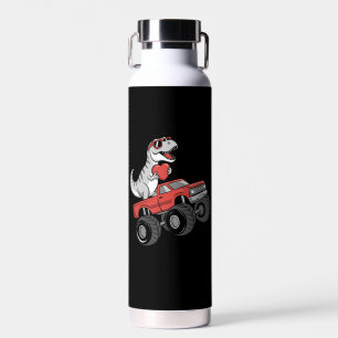 Valentine's Day T Rex Dinosaur Riding Monster Truc Water Bottle