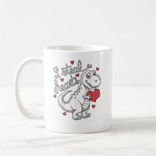 Valentines Day T Rex Dinosaur Stealing Hearts Coffee Mug