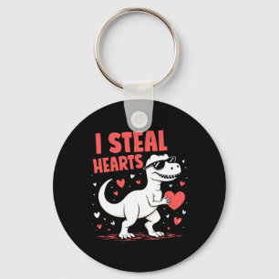 Valentines Day T-rex I Steal Hearts Dinosaur Love  Key Ring