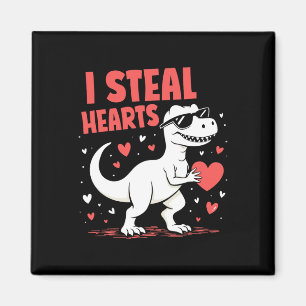 Valentines Day T-rex I Steal Hearts Dinosaur Love Magnet