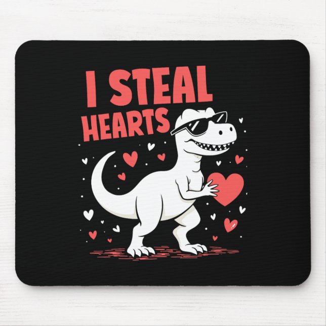Valentines Day T-rex I Steal Hearts Dinosaur Love  Mouse Mat (Front)