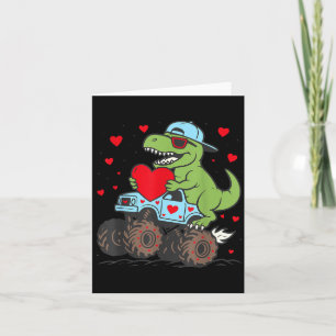 Valentines Day T Rex Riding Monster Truck Funny To Card