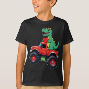Valentines Day T Rex Riding Monster Truck Toddler T-Shirt