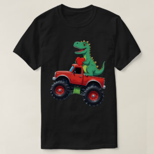 Valentines Day T Rex Riding Monster Truck Toddler T-Shirt
