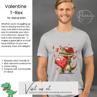 Valentine's Day T-Rex Unisex Tri-Blend Shirt