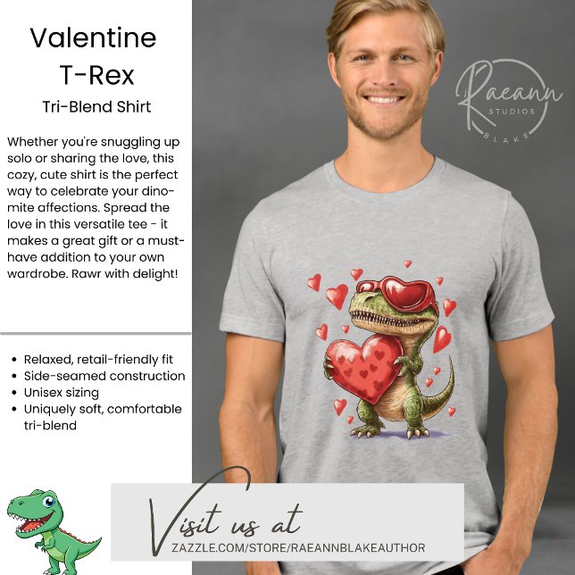 Valentine's Day T-Rex Unisex Tri-Blend Shirt (Creator Uploaded)