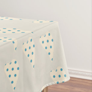 Valentine's Day Tablecloth Beige Polkadot Hearts 