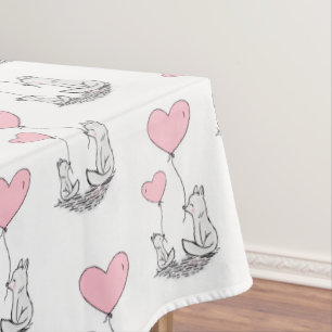 Valentine's Day Tablecloth Foxy Pink Hearts 