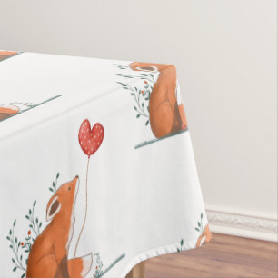 Valentine's Day Tablecloth Foxy Red Hearts