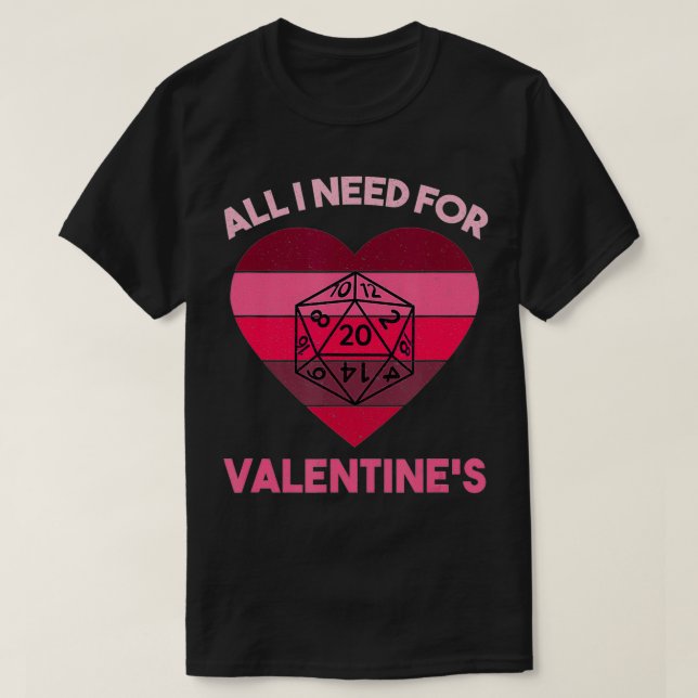Valentines Day Tabletop Dungeon Eye RPG Dice Drago T-Shirt (Design Front)