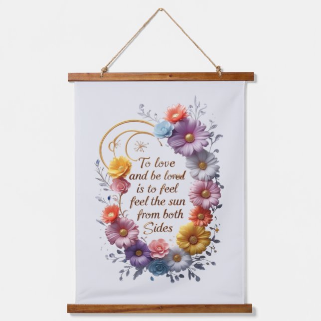 Valentine's Day Tapestry with a Love Quote in Gold (Front)