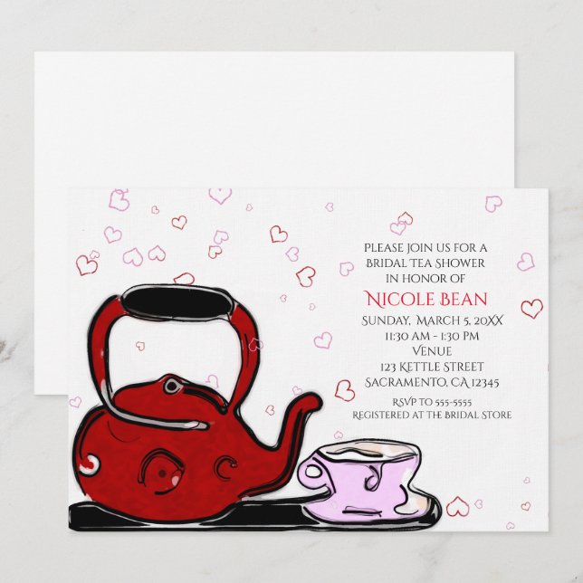 Valentine's Day Tea Party Chic Party Invitations (Front/Back)