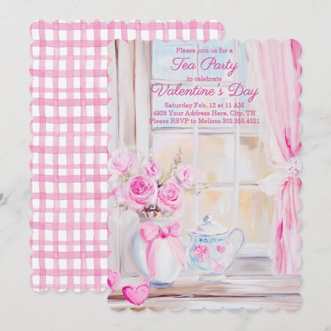 Valentine's Day Tea Party Invitation (Front/Back)