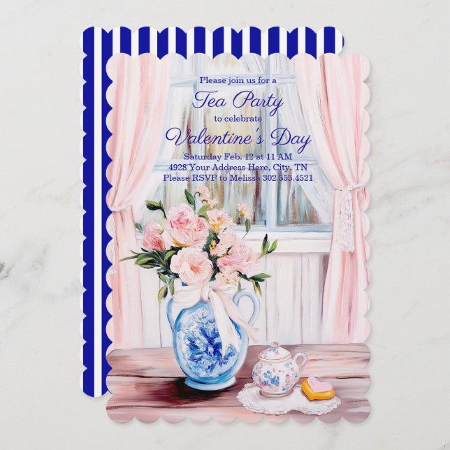 Valentine's Day Tea Party Invitation (Front/Back)