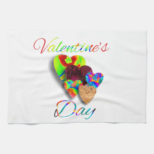 valentine's day tea towel