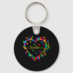 Valentines Day Teacher Autism awareness 100 days H Key Ring