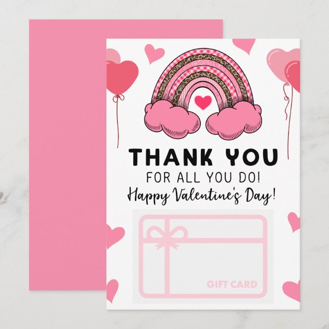 Valentine's Day Teacher Rainbow Gift Card Holder (Front/Back)
