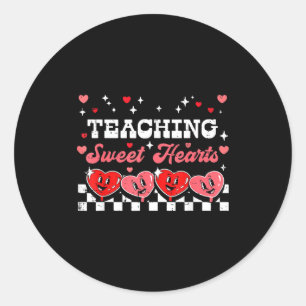 Valentines Day Teacher Teaching Sweethearts Retro Classic Round Sticker