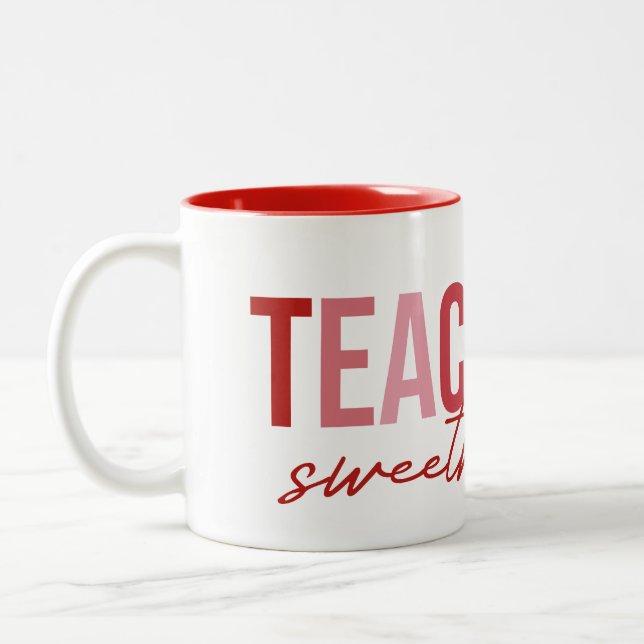 Valentine's Day Teaching Sweethearts Since Year Two-Tone Coffee Mug (Left)