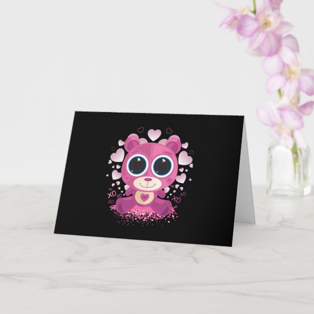 Valentine's Day Teddy Bear Card (Orchid)