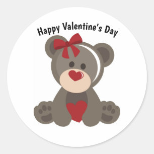 Valentine's Day Teddy Bear  Classic Round Sticker