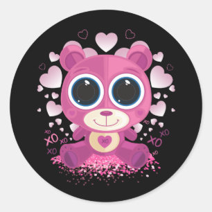 Valentine's Day Teddy Bear Classic Round Sticker