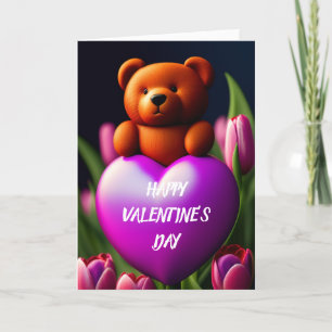 Valentine's Day Teddy Bear Folded Holiday Card