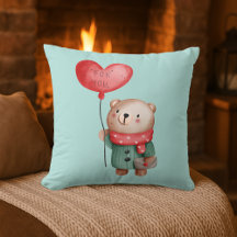 Valentine's Day teddy bear holding love balloon