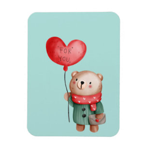 Valentine's Day teddy bear holding love balloon Magnet