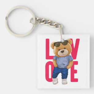 Valentine's Day Teddy Bear Love Design Key Ring
