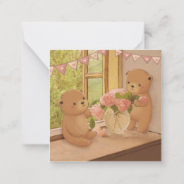 Valentine's Day: Teddy Bears & Flowers Card