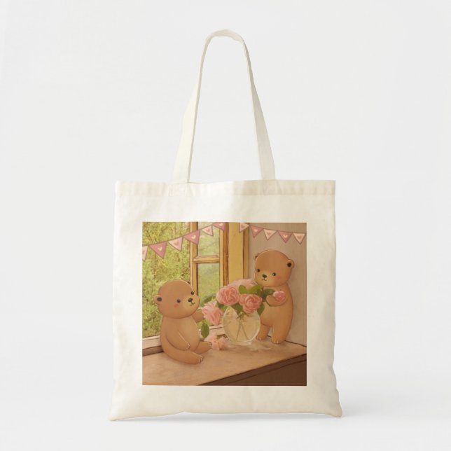 Valentine's Day: Teddy Bears & Flowers Tote Bag (Front)