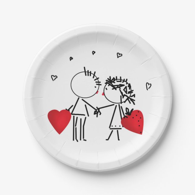 Valentine's day temporary tattoos paper plate (Front)
