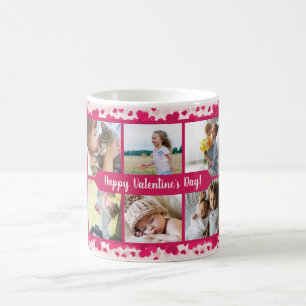 Valentine's Day Ten Photo Collage with Hearts Coffee Mug