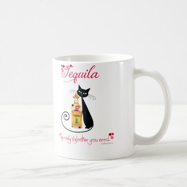 Valentine's Day Tequila Cat Coffee Mug (Right)