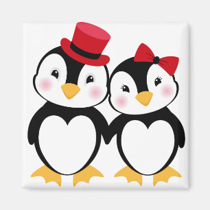 Valentine's day Theme Penguin couple Design. Magnet