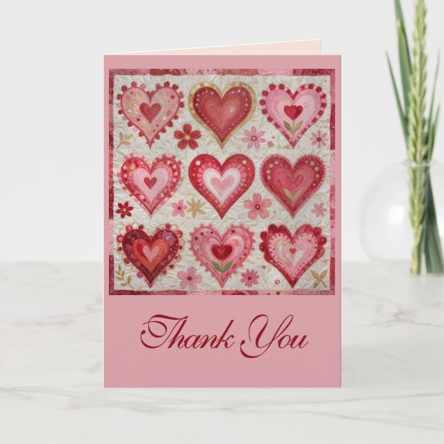 Valentine's Day Themed Quilting Pattern Patchwork Card (Front)