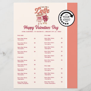 Valentines Day Themed Restaurant Take Out Menu