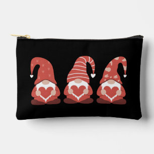 Valentine's Day Three Cute Gnomes Holding Heart Accessory Pouch