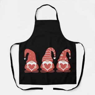 Valentine's Day Three Cute Gnomes Holding Heart Apron