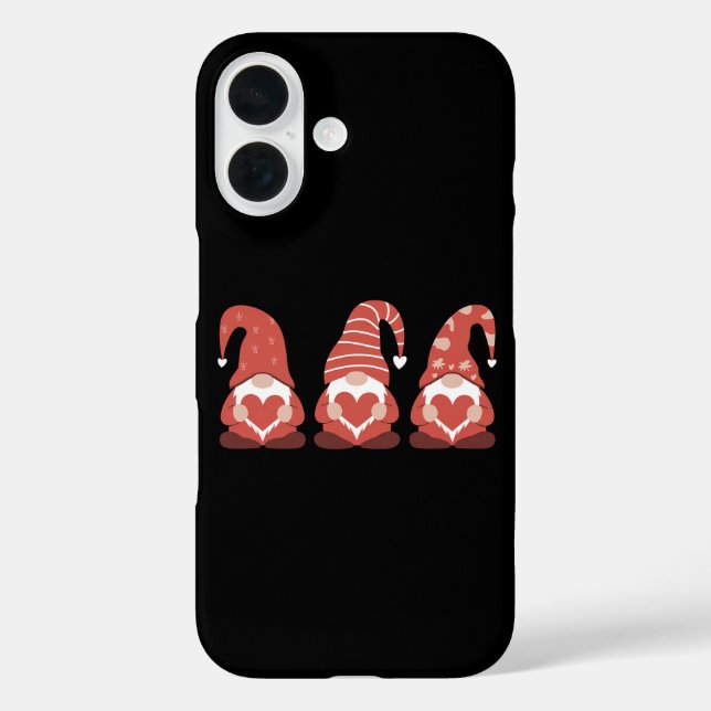 Valentine's Day Three Cute Gnomes Holding Heart Case-Mate iPhone Case (Back)