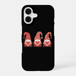 Valentine's Day Three Cute Gnomes Holding Heart iPhone 16 Case