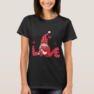 Valentine's Day Three Gnomes Holding Heart Leopard T-Shirt