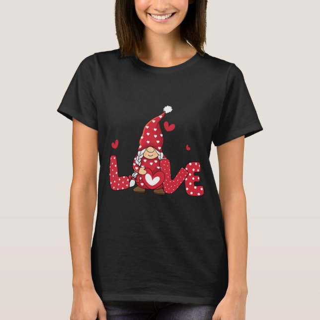 Valentine's Day Three Gnomes Holding Heart Leopard T-Shirt (Front)